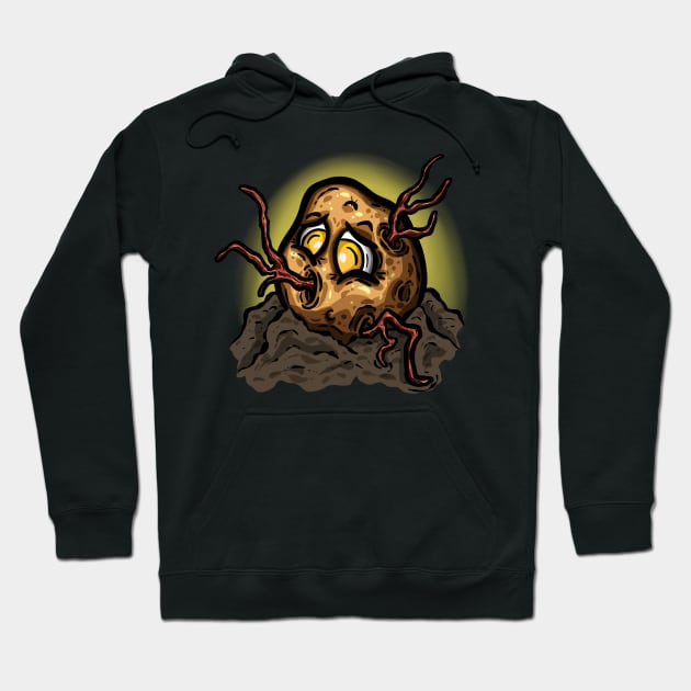 Potato Zombie Coming Out the Soil Cartoon Character Hoodie by Squeeb Creative